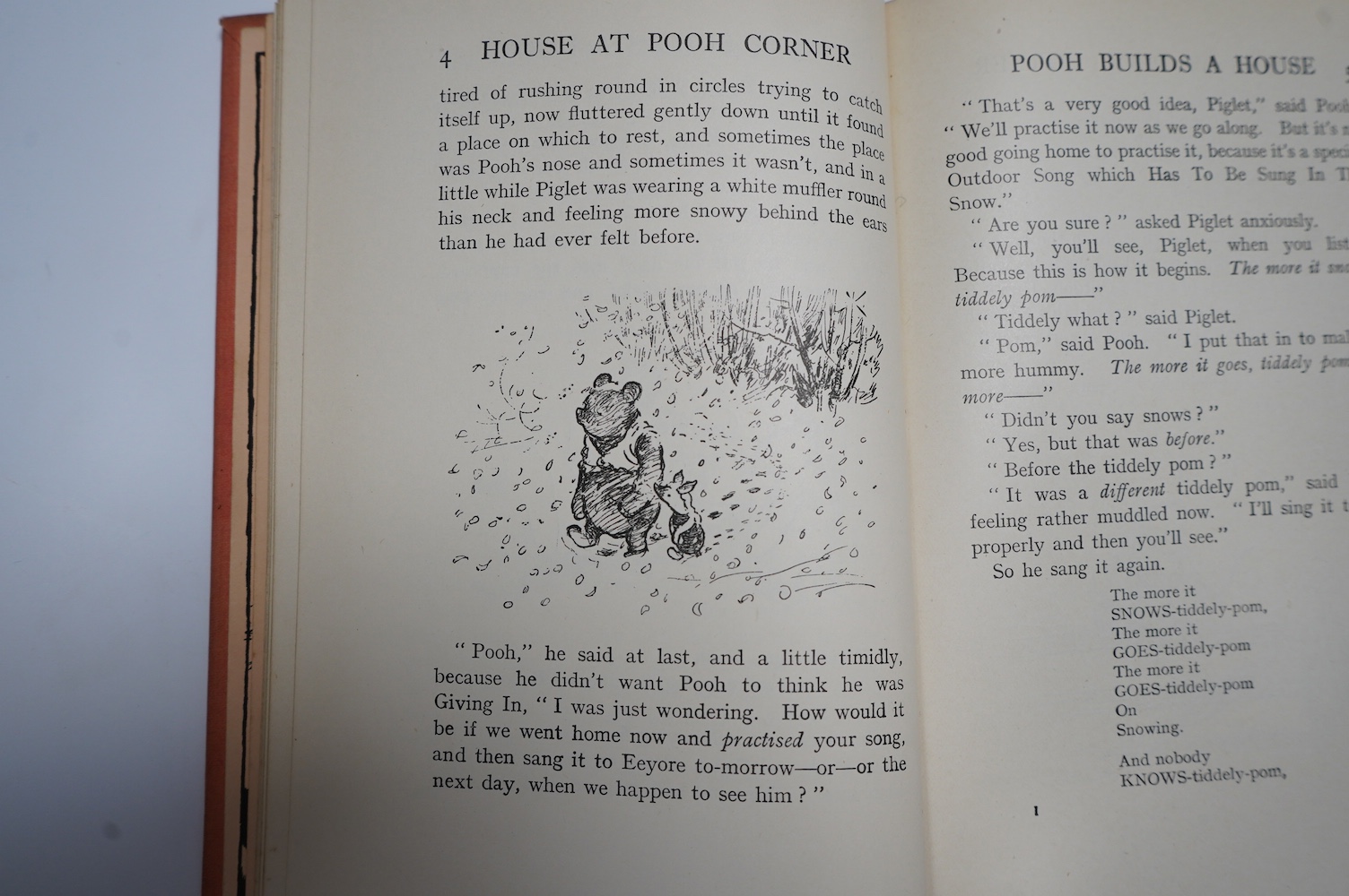 Milne, A.A. - The House at Pooh Corner. With Decorations by Ernest H. Shepard. First Edition. frontis & num. text illus. (some full page), illus. on e/ps.; publisher's gilt ruled and pictorial pink cloth, gilt top, sm.8v